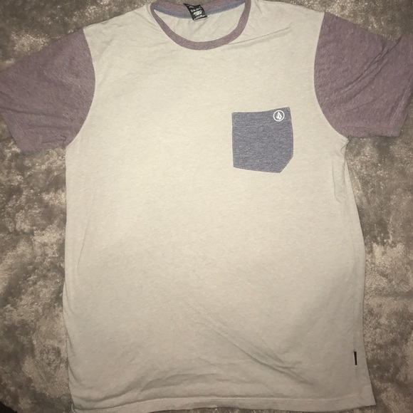 Volcom Light Purple & Light Grey/Blue Pocket Tee - Picture 1 of 3