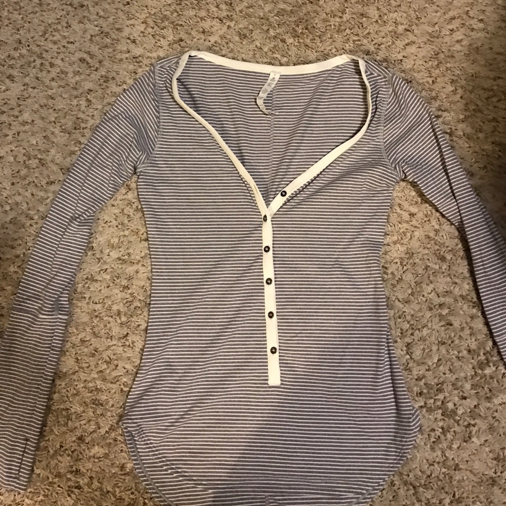 Grey and white strip long sleeve