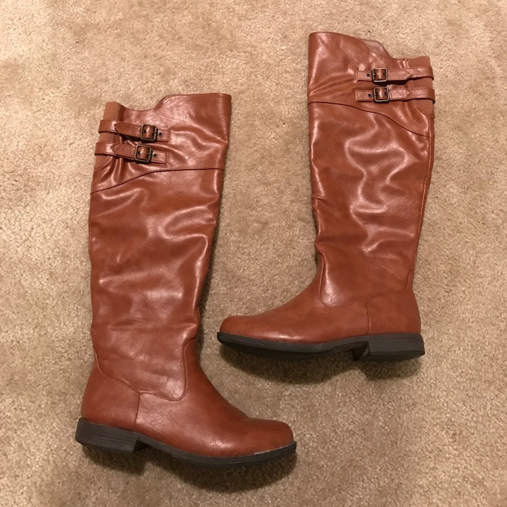 Brown knee high boots