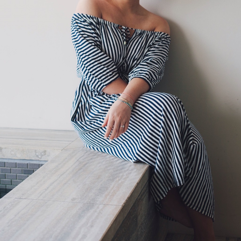 MDS STRIPES STRIPED MAXI DRESS