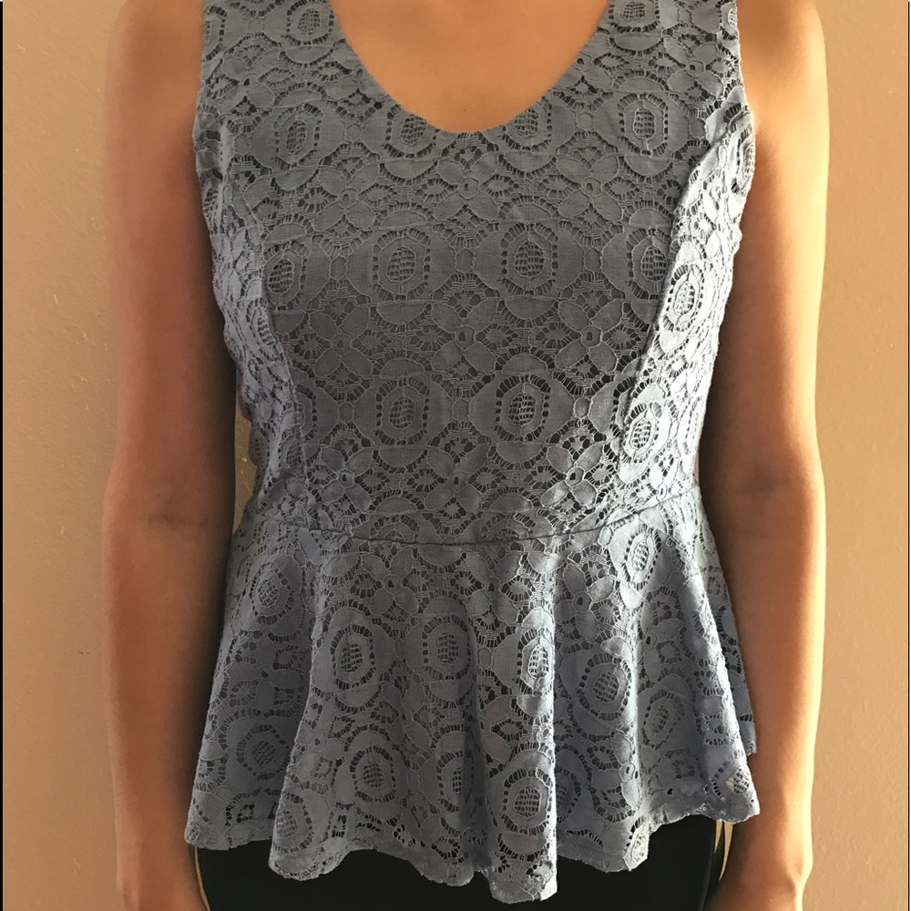 Lace periwinkle peplum top