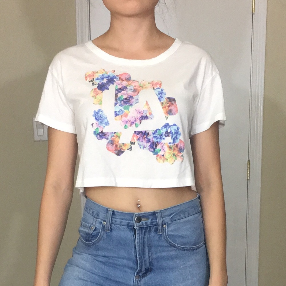 Lovers & friends white LA floral crop top