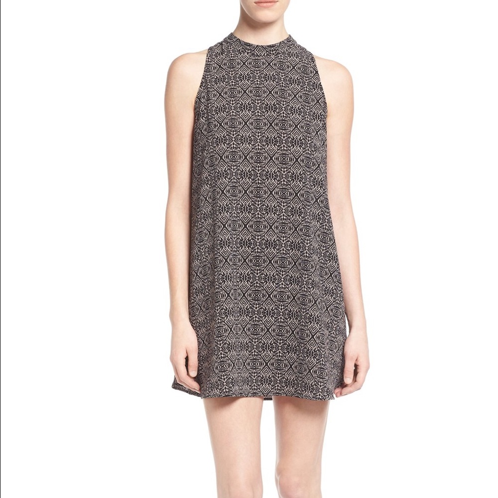 ASTR Printed Mock Neck Shift Dress