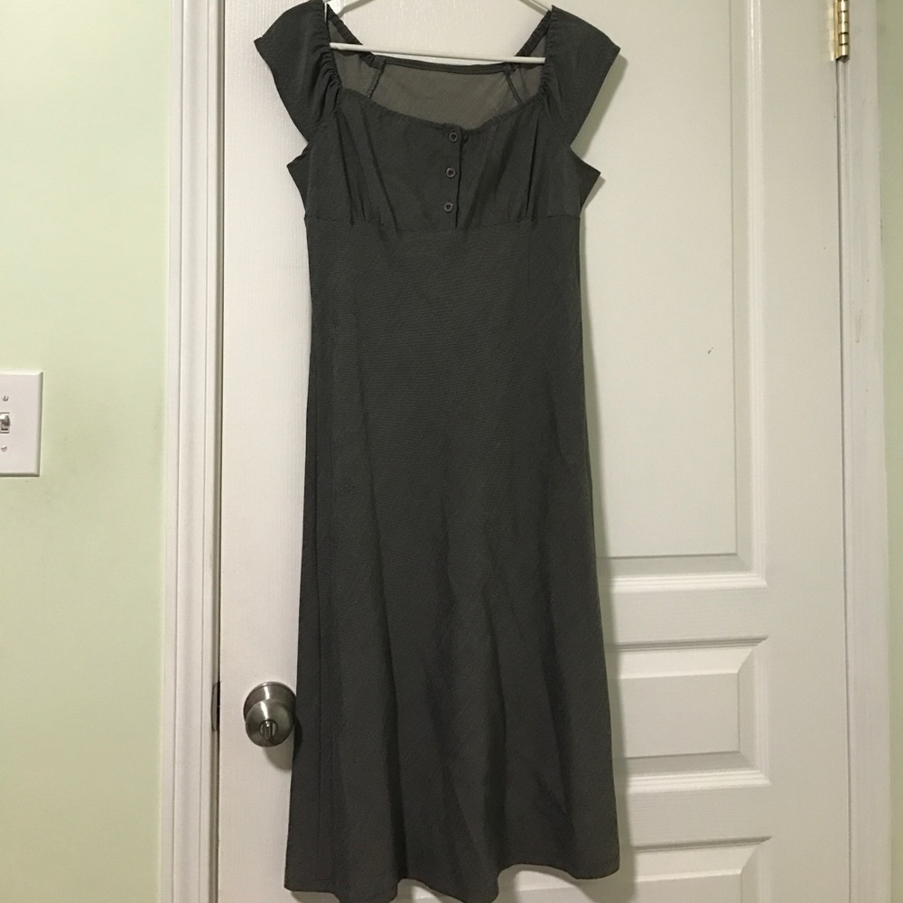Buttoned Long Dress Short Sleeve