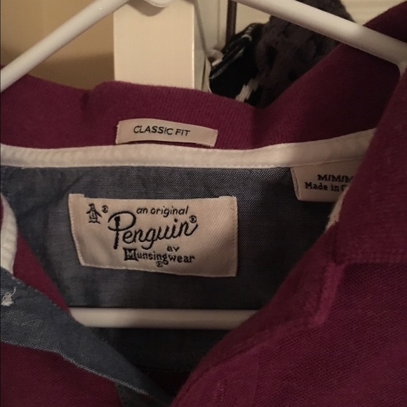 Original Penguin Classic fit polo. Amaranth color. - Picture 3 of 3