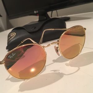 ray ban round copper flash!!