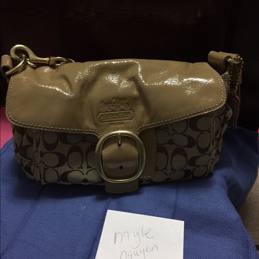Authentic coach tan shoulder bag
