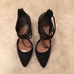 Kelly and Katie- ankle strap black heals