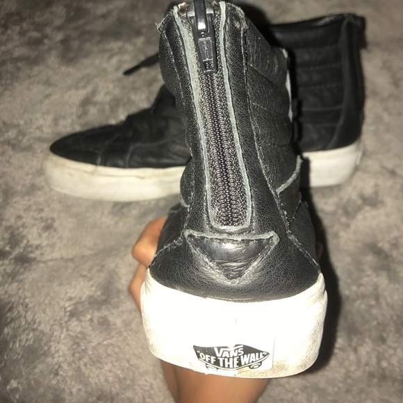 Black Leather High Top Vans - Picture 2 of 4