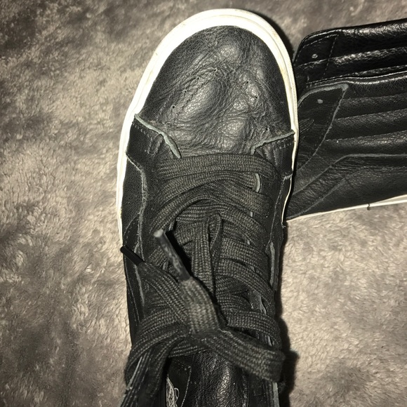 Black Leather High Top Vans - Picture 3 of 4