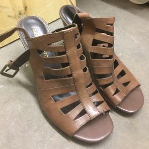 Brown strap heels - great for spring. 2.5-3inch