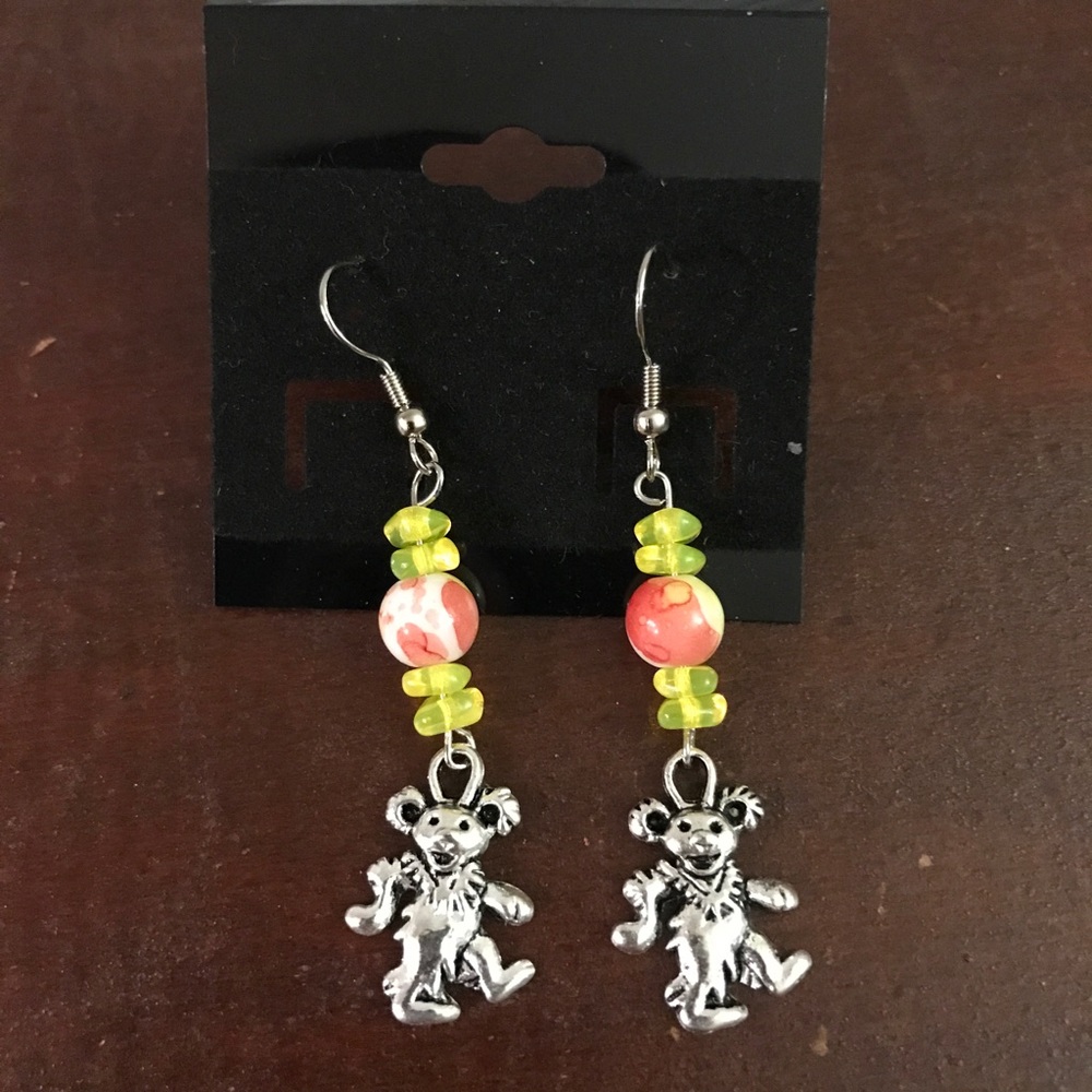 Greatful dead dancing bear handmade earrings