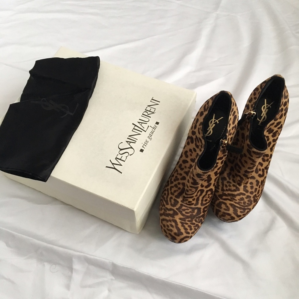 YSL Tribute cheetah print booties