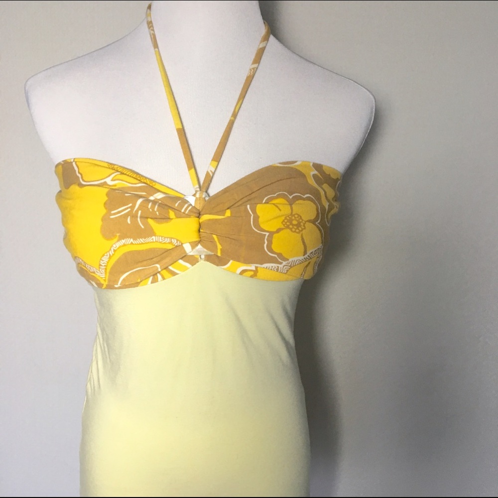 Pastel Yellow Backless Halter Top by HOTTIE