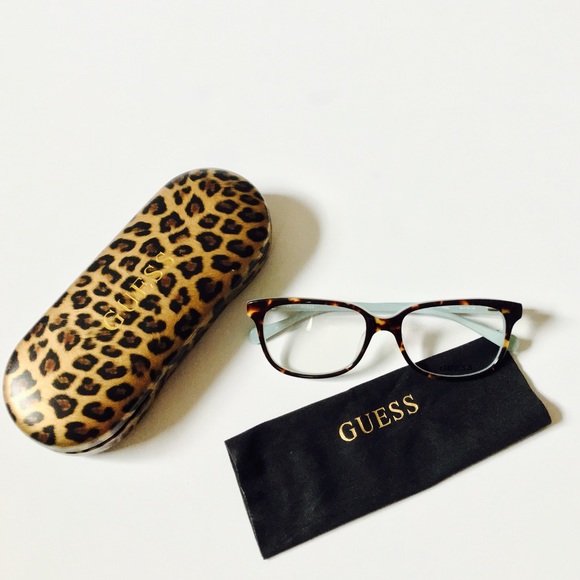 guess eyeglasses tortoise blue
