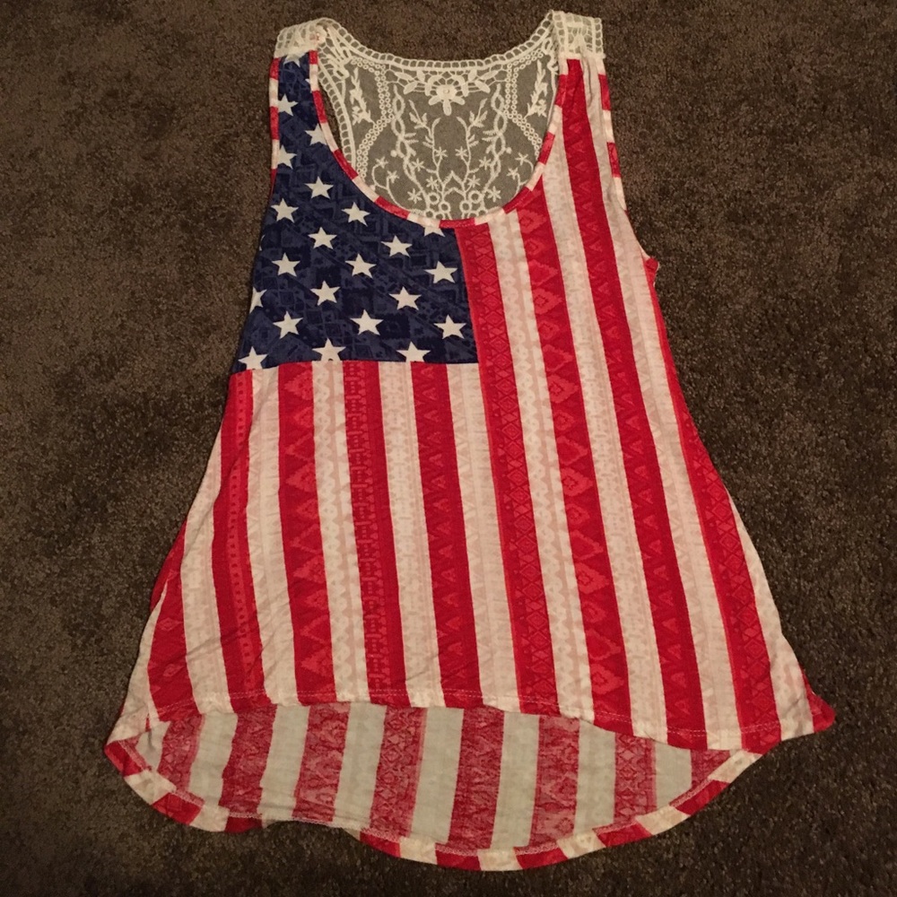 American flag tank top.