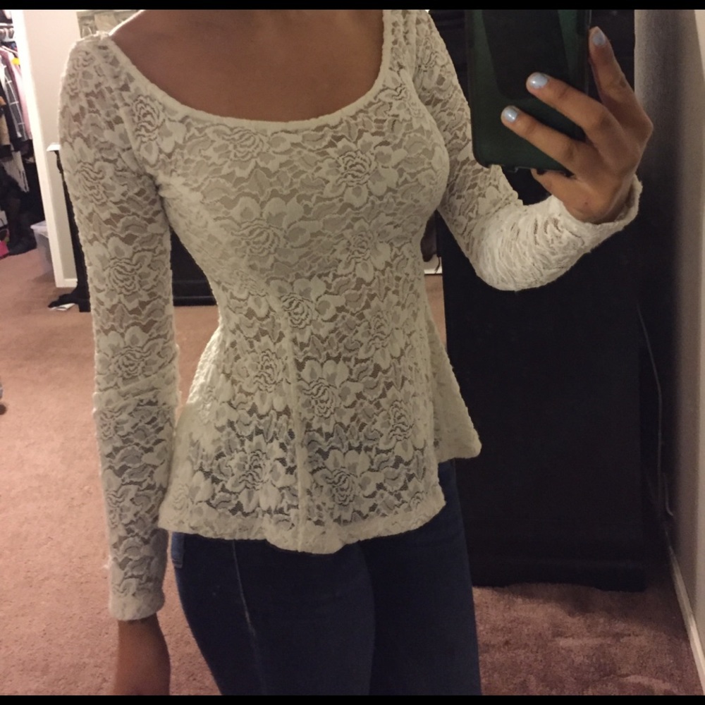 White lace peplum