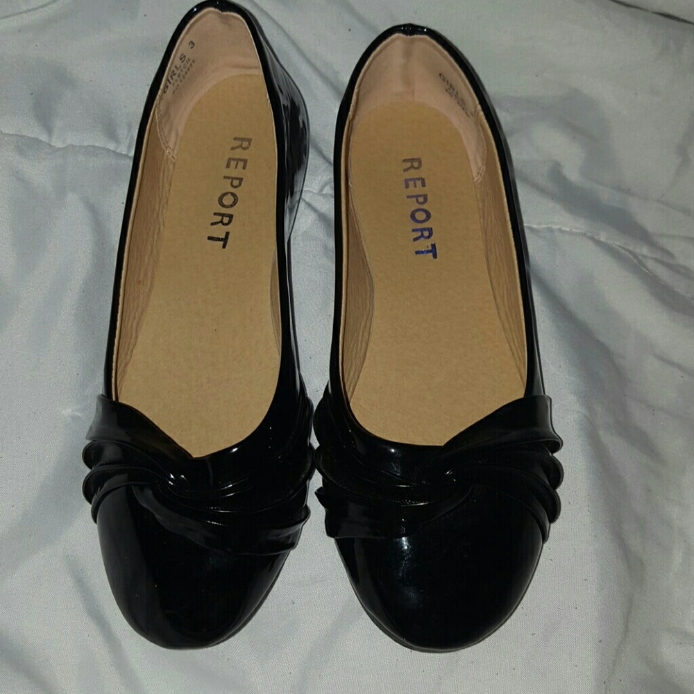 Girls Black Patent Dress Shoes By Report Size 3
