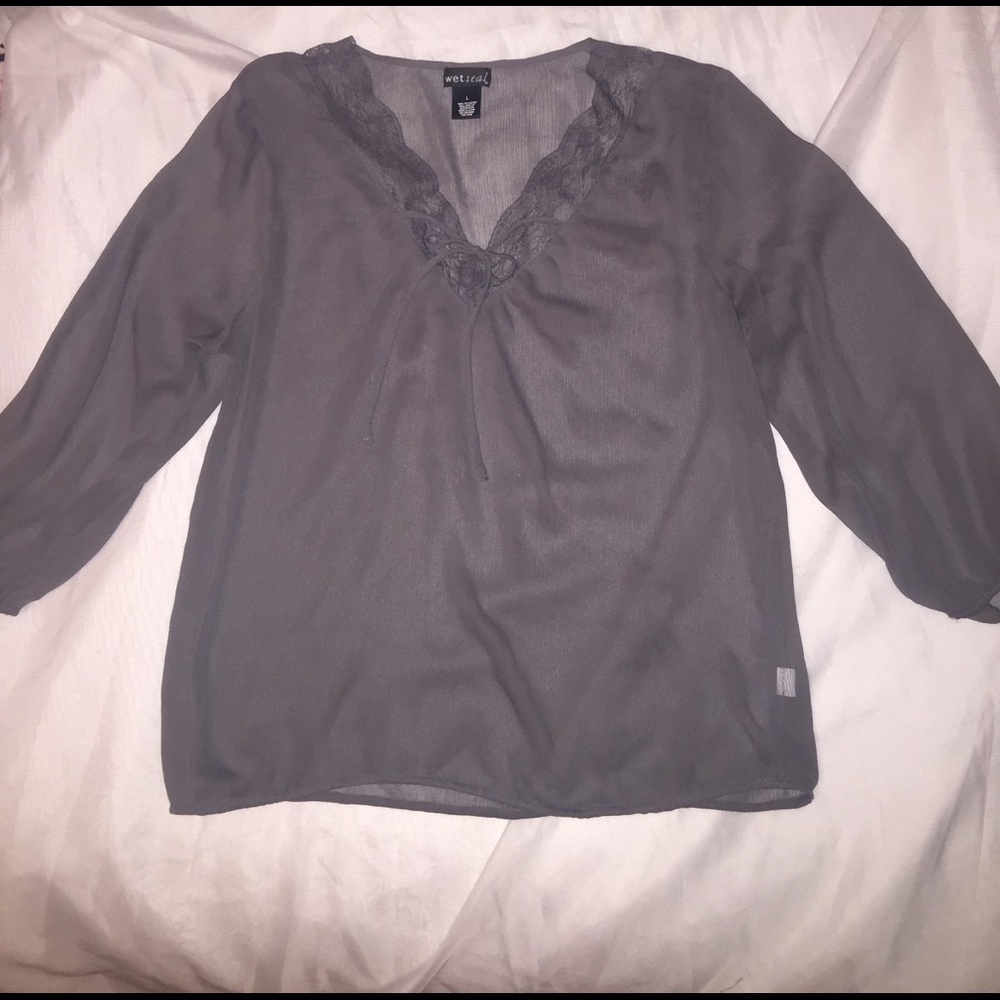Gray sheer top