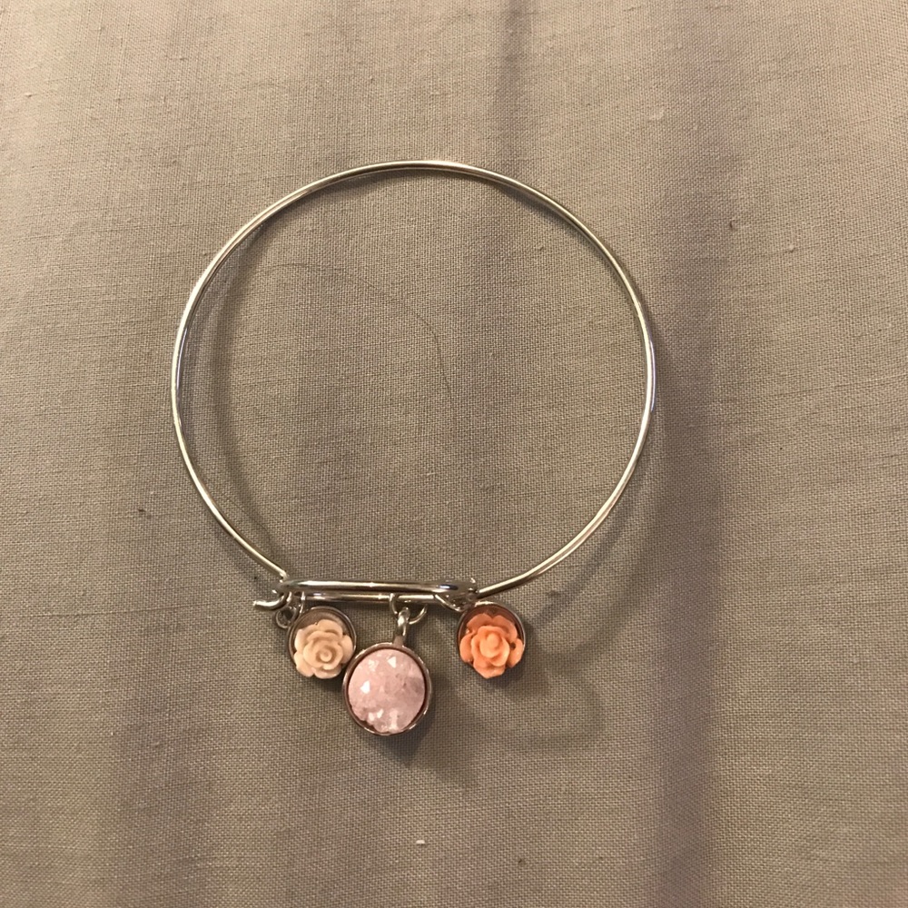 Druzy and Rose charm bracelet