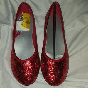 Girls Red Glitter Flats Dress Shoes Size 3 NWT