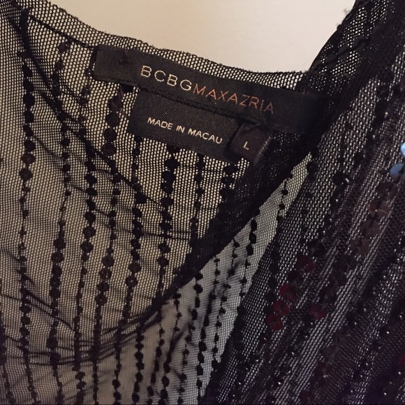BCBG black sequin top - Picture 2 of 3