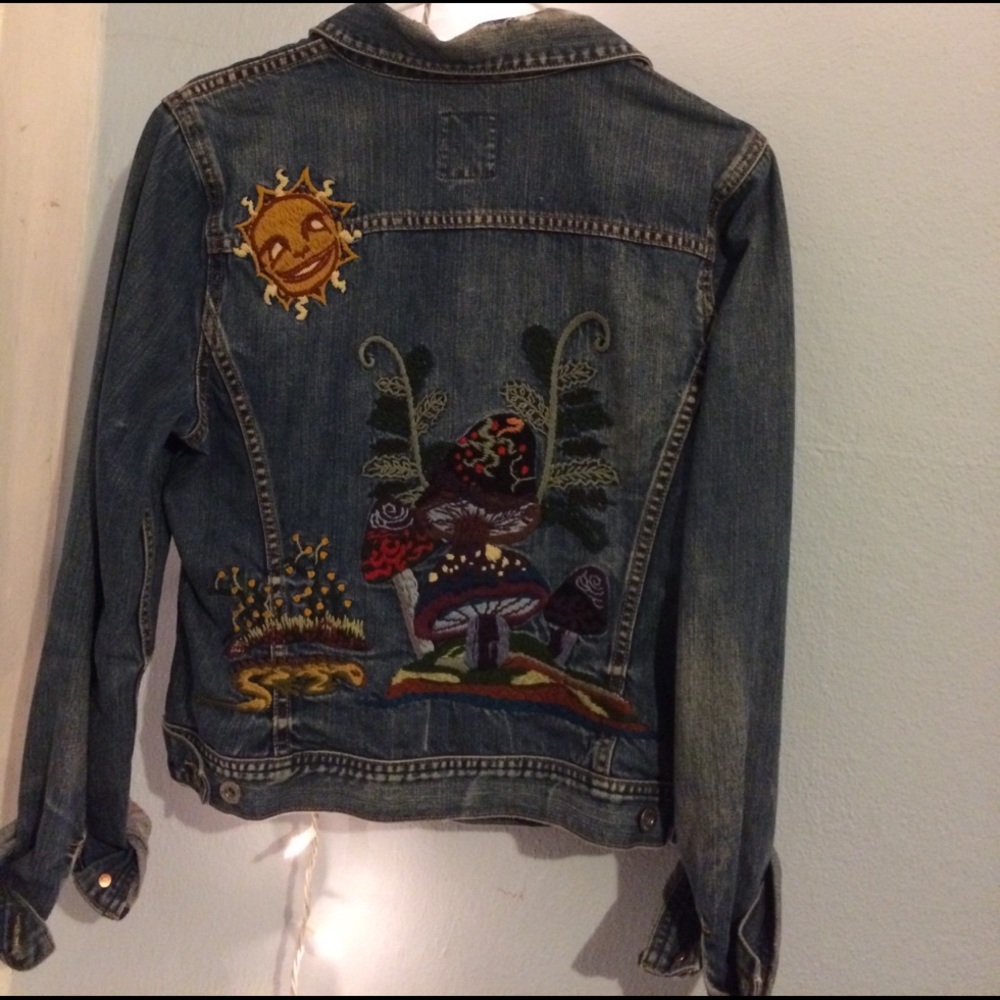 Hand embroidered denim jacket