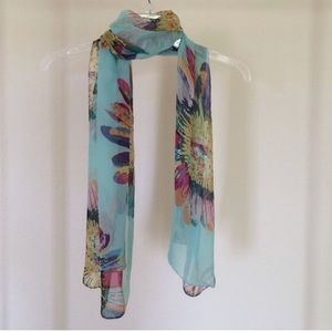 Sheer blue sunflower scarf