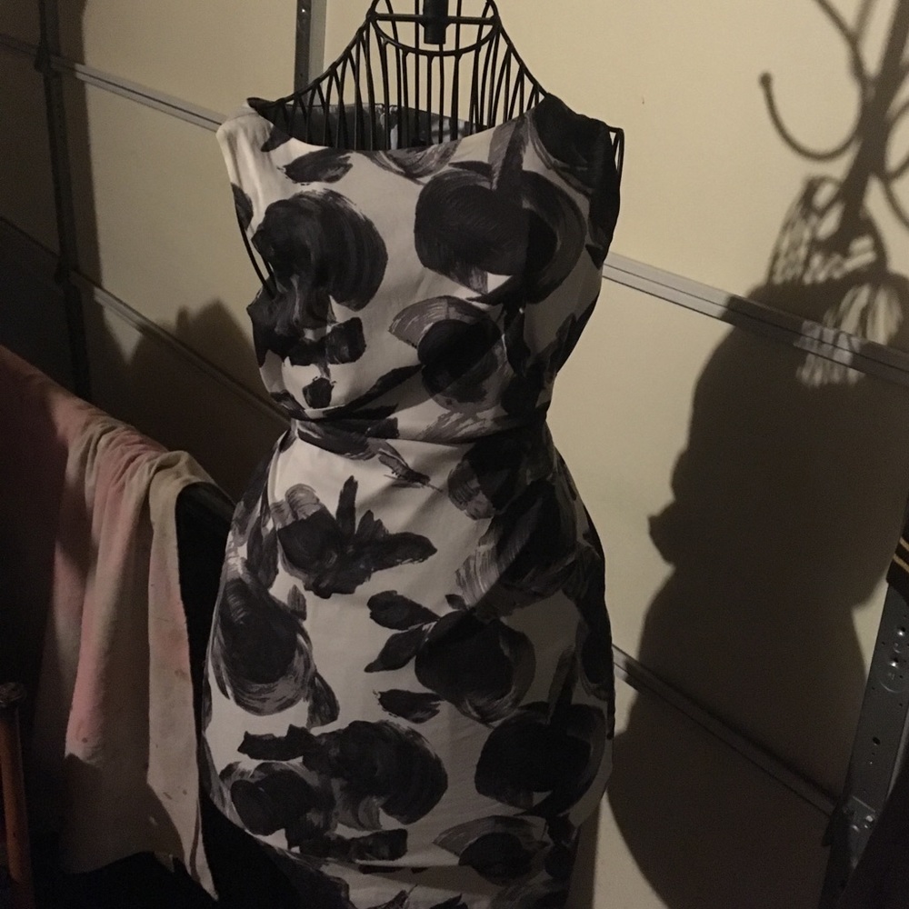 Ann Taylor dress size 2 white with black roses