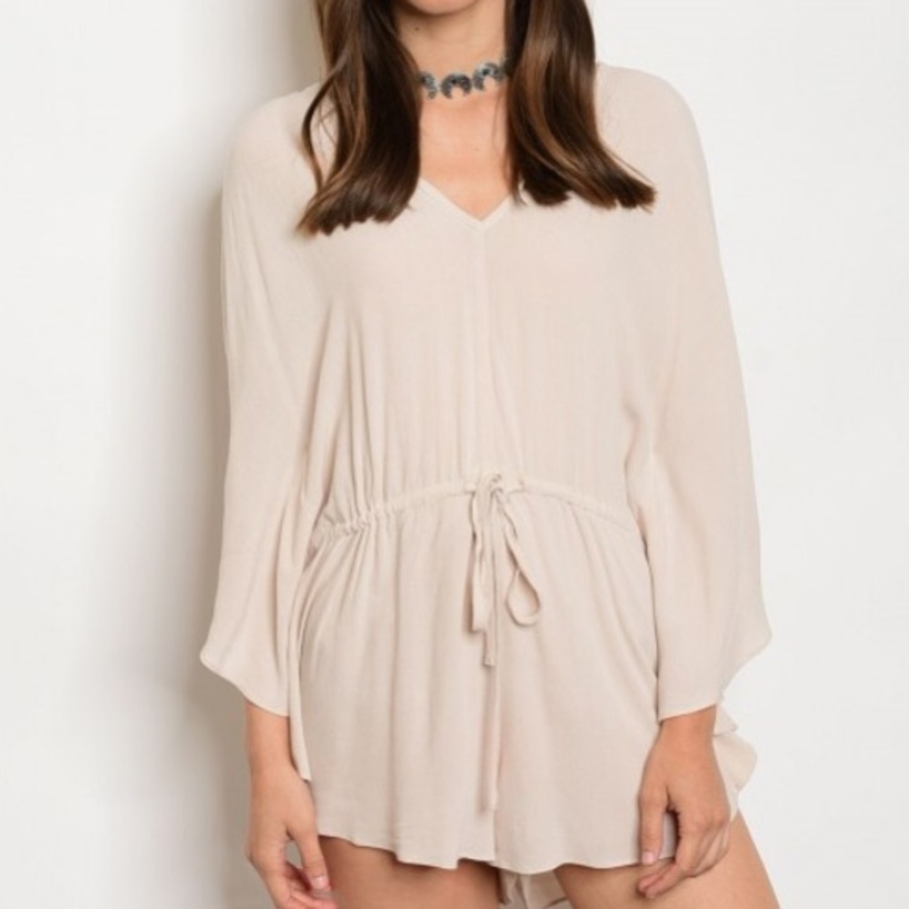 Tan Sand Long Sleeve Boho Romper