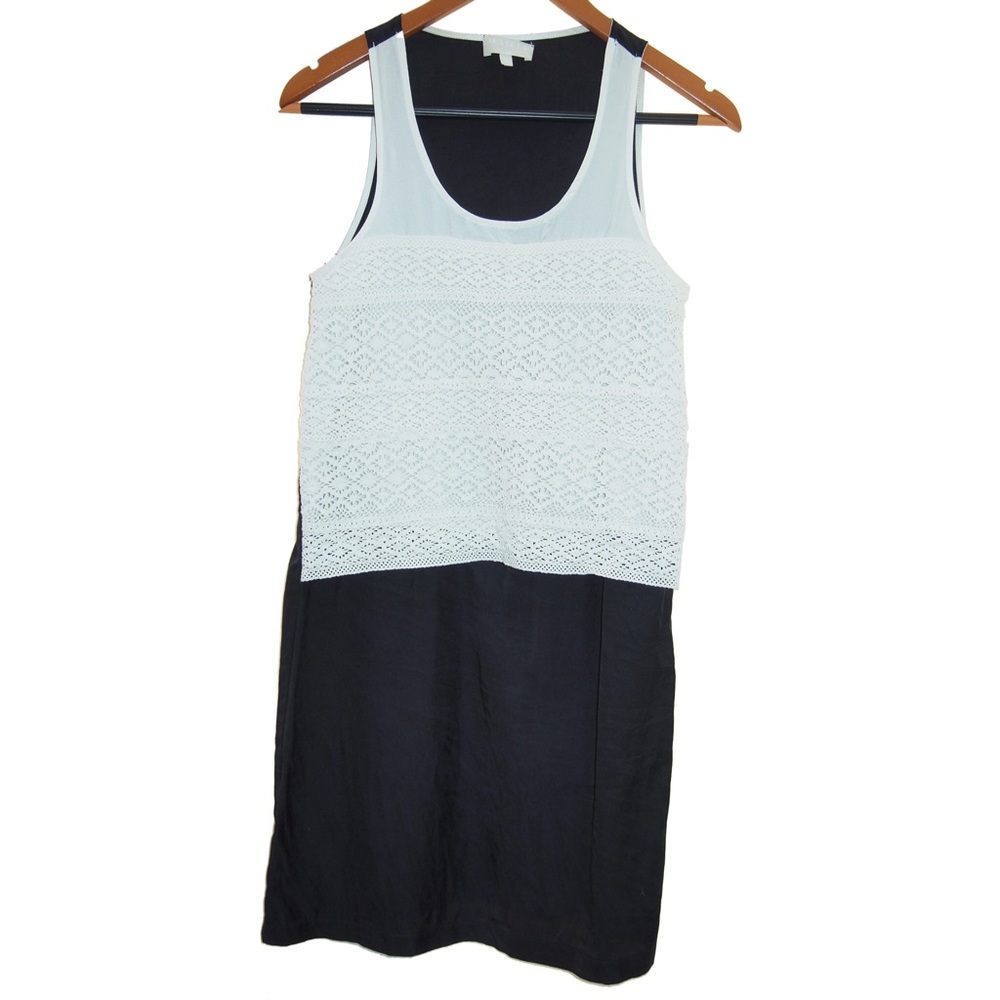 Silk/cotton blend navy blue lace dress made in USA