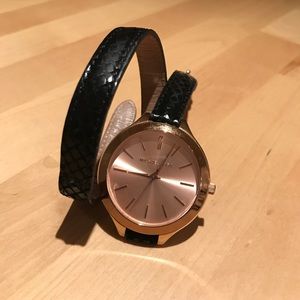Black Michael Kors Double Strap Watch