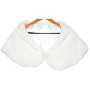 White Faux Fur, Lined Shrug. EXCELLENT condition!