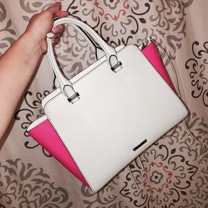 Rebecca Minkoff Pink & White Purse w/ Cross Strap