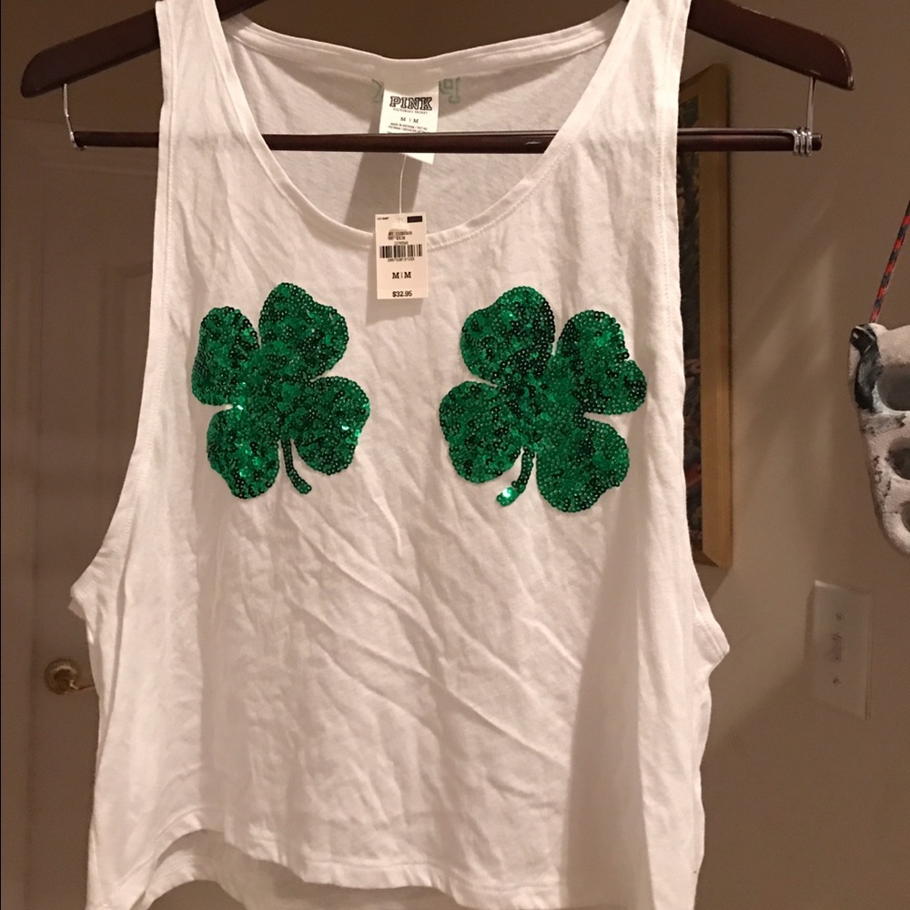 St.patty day PINK tank