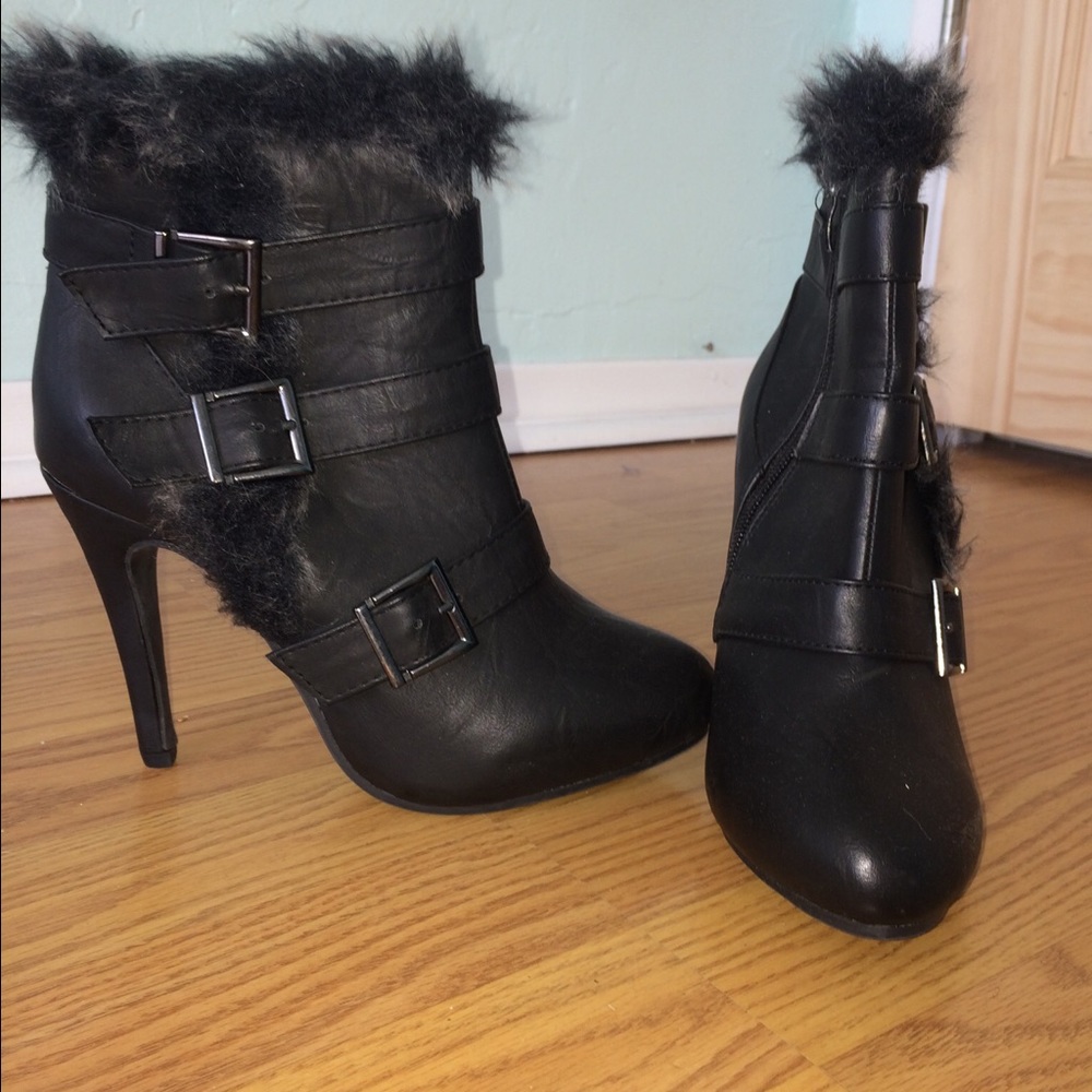 faux fur ankle boots
