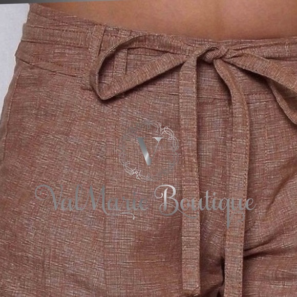 MOCHA LINEN SHORTS - Picture 3 of 3