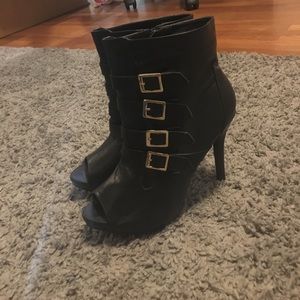 Size 8 Forever 21 Gold Buckle Booties