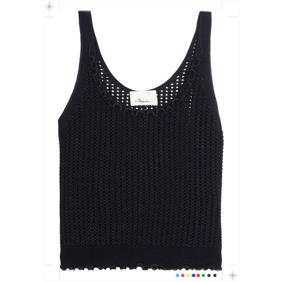 NWT 3.1 Phillip Lim Navy Metallic Knit Crop - Picture 2 of 5