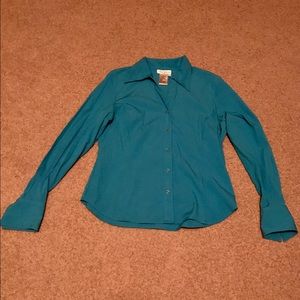 Turquoise long sleeve button down shirt size L