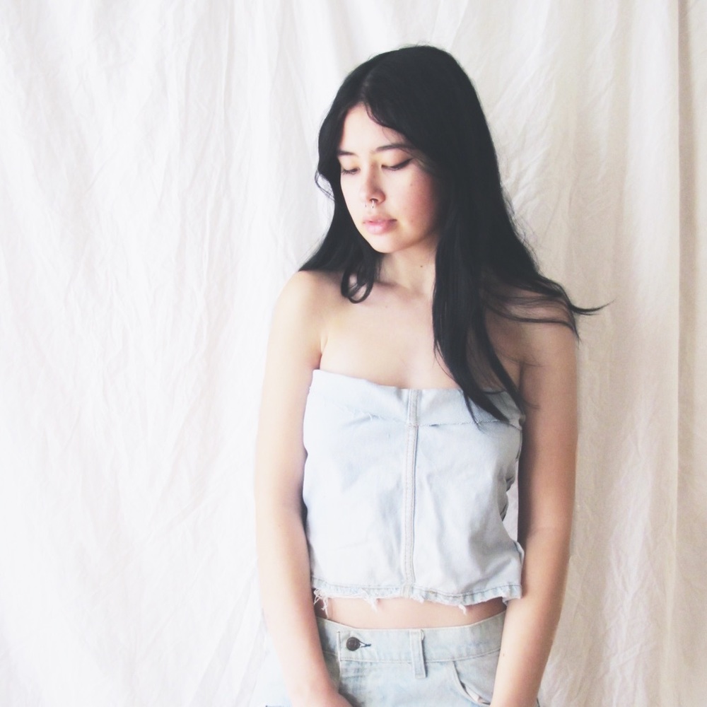 Denim Tube Top, Denim Crop Top.