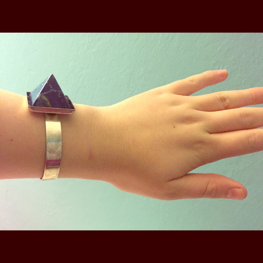 Marble blue and gold pyramid bracelet