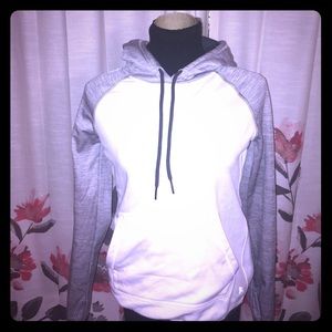 Gray and white color hoodie