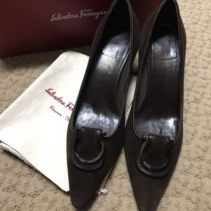Salvatore ferragamo brown Suede  shoe size 9 1/2
