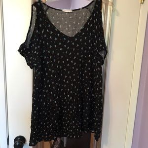 Shoulder cutout floral tunic/mini dress