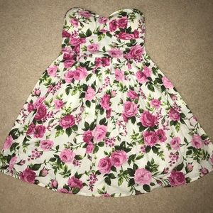 Strapless rose sun dress