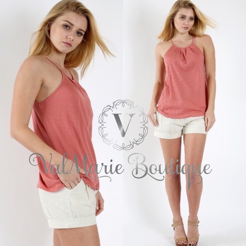 LIGHTWEIGHT ASHY MAUVE RIBBED TANK - Picture 2 of 4