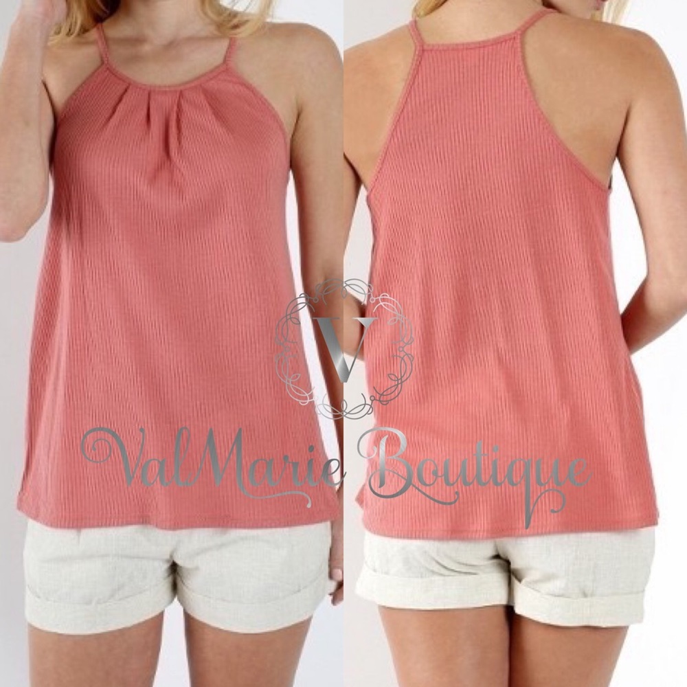 LIGHTWEIGHT ASHY MAUVE RIBBED TANK - Picture 3 of 4