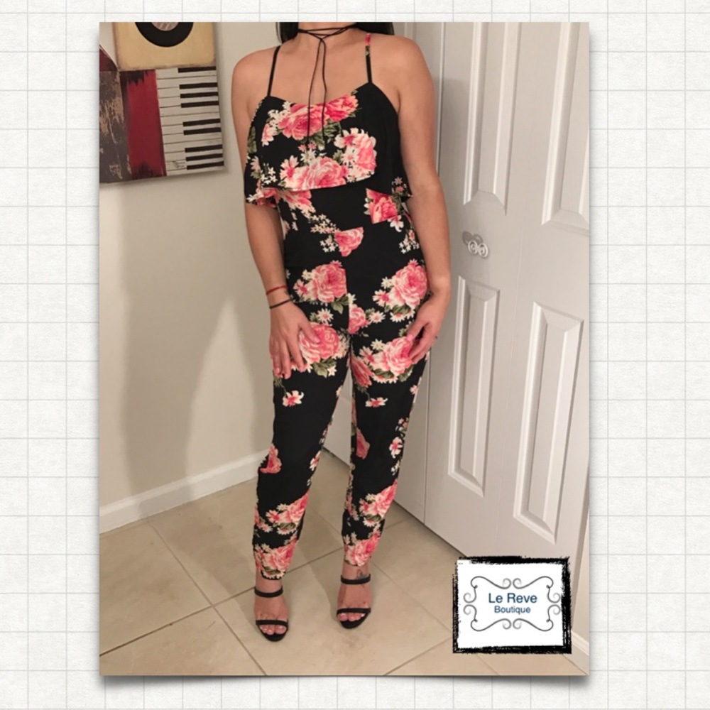 Black Floral Jumpsuit