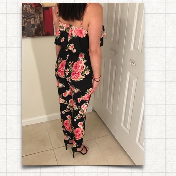 Black Floral Jumpsuit - Picture 2 of 4